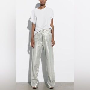 Zara Shimmering Distressed Silver  Jeans